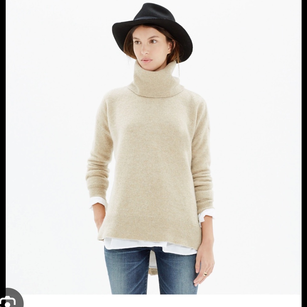Madewell the always turtleneck sweater, black, lamb wool
